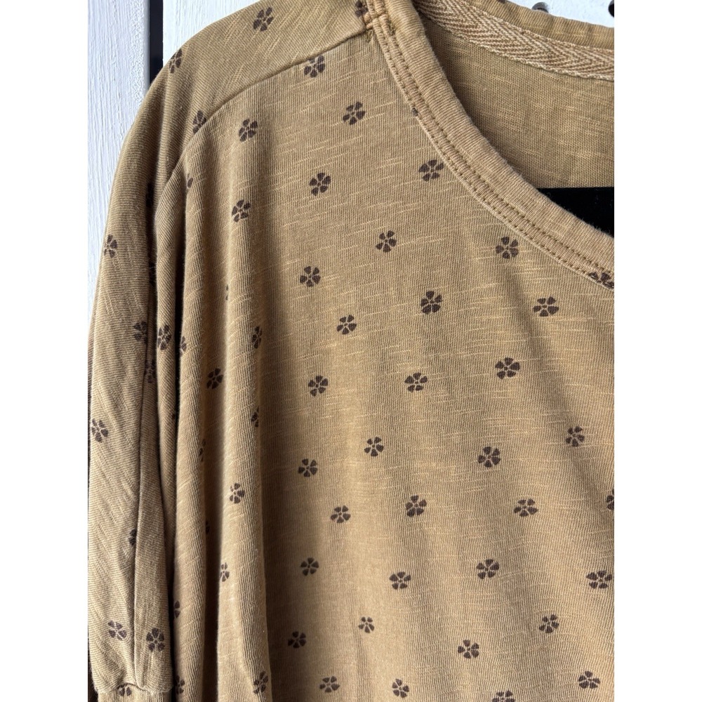 Toad&Co Women's LG Mustard Oversized Button Henley 3/4 Sleeve Tee T-Shirt - Picture 3 of 6